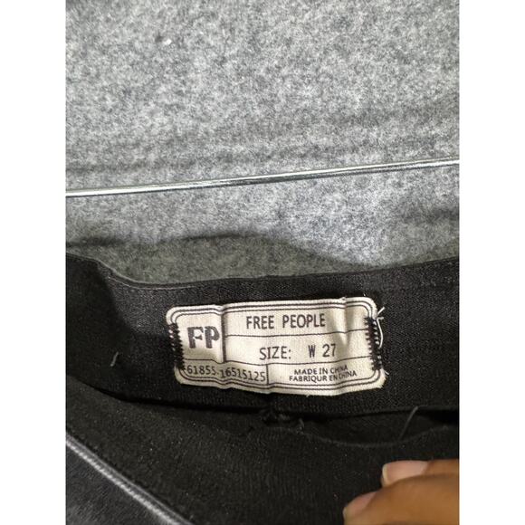 Free People Pants Women 27 Black Pull On High Rise Exagerated Flare Boho Stretch - Picture 2 of 8